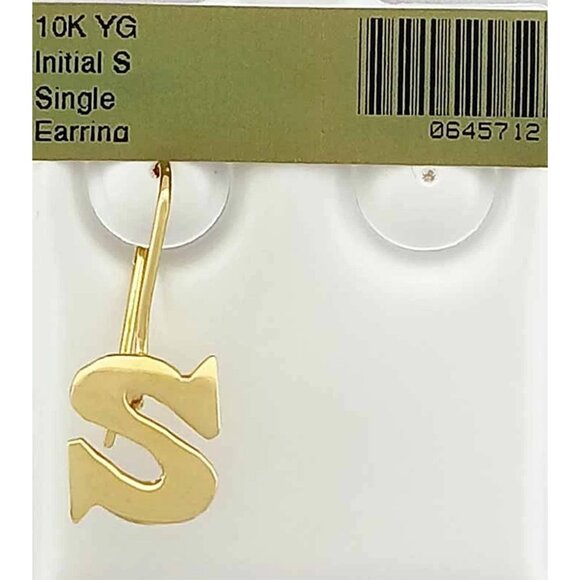 Solid Initial "S" *Single* Earring 10k Yellow Gold - Picture 1 of 4